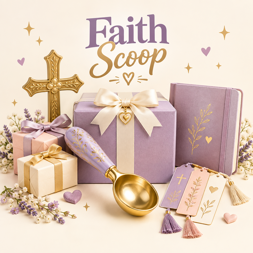 Lavender, cream, and gold Faith Scoop mystery gift placeholder image
